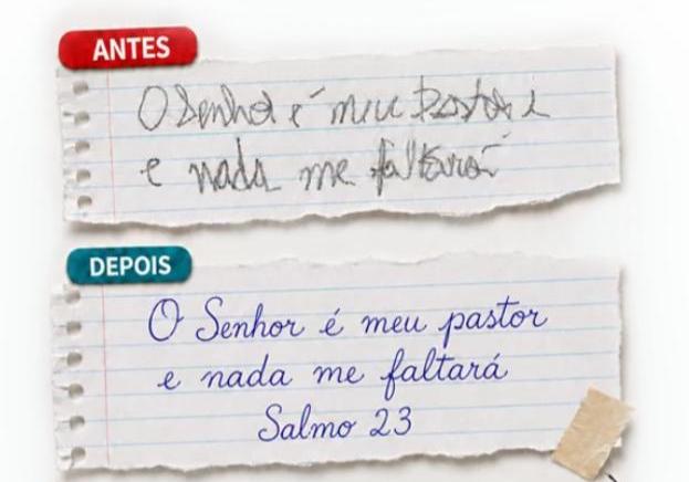 Antes e depois da caligrafia